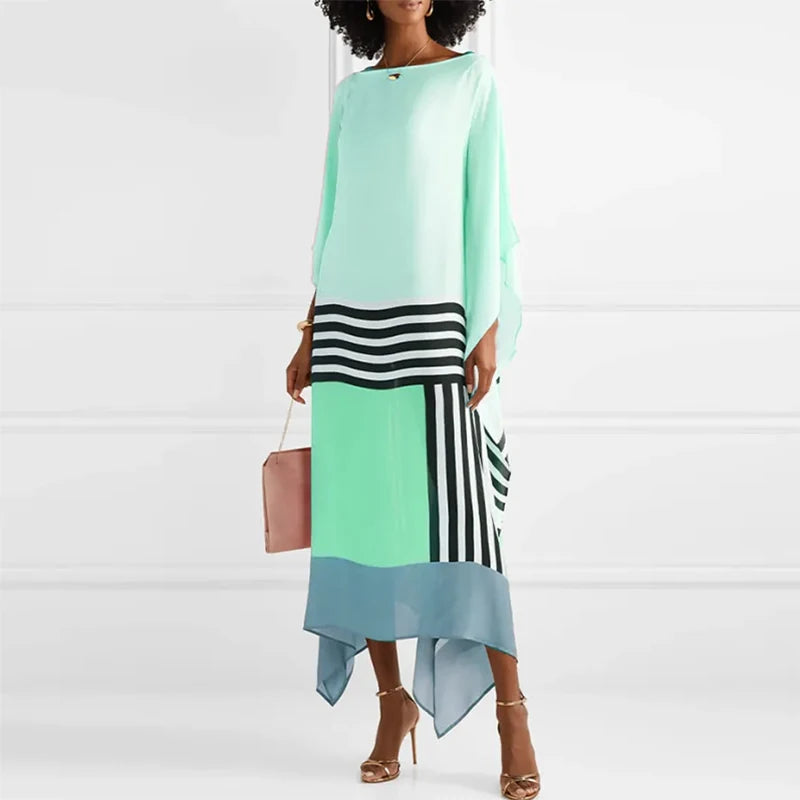 Beautiful patchwork long dress with candy stripe design