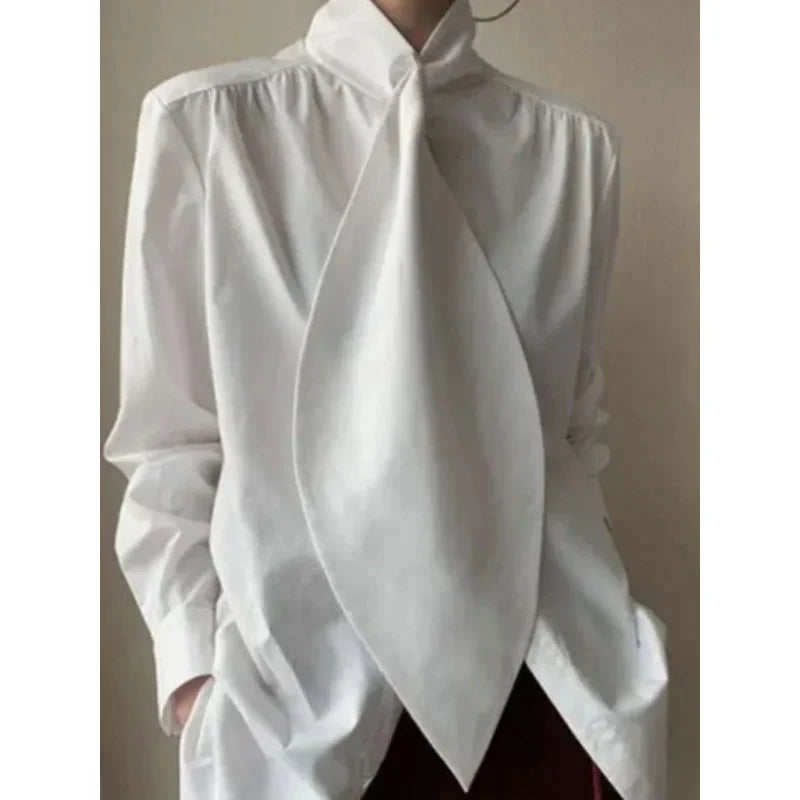 Casual solid color long sleeve blouse