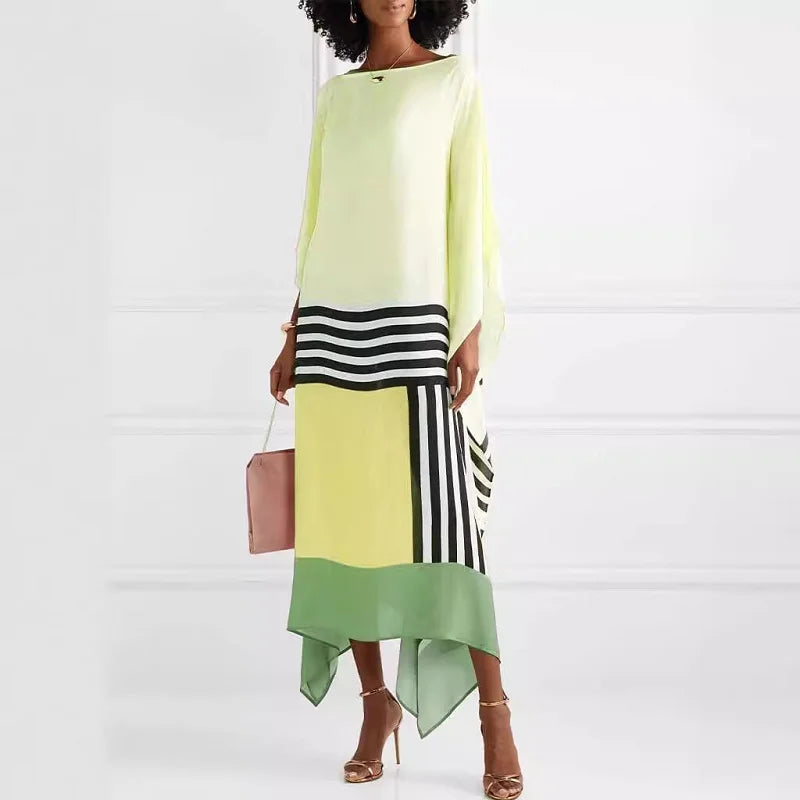 Stylish long dress with candy stripe patterns