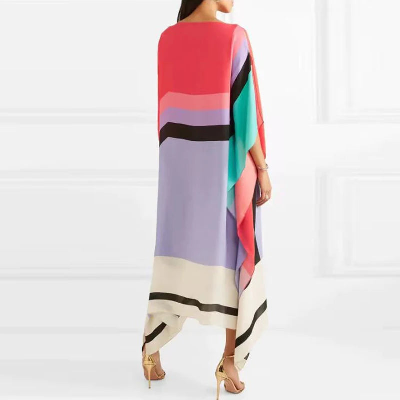 Elegant women’s dress with candy stripe patterns