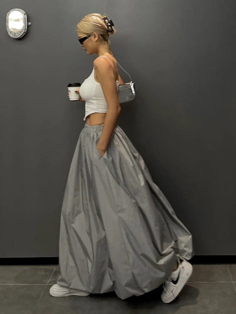 WOMENGAGA Elastic Waist Skirt for Casual Wear