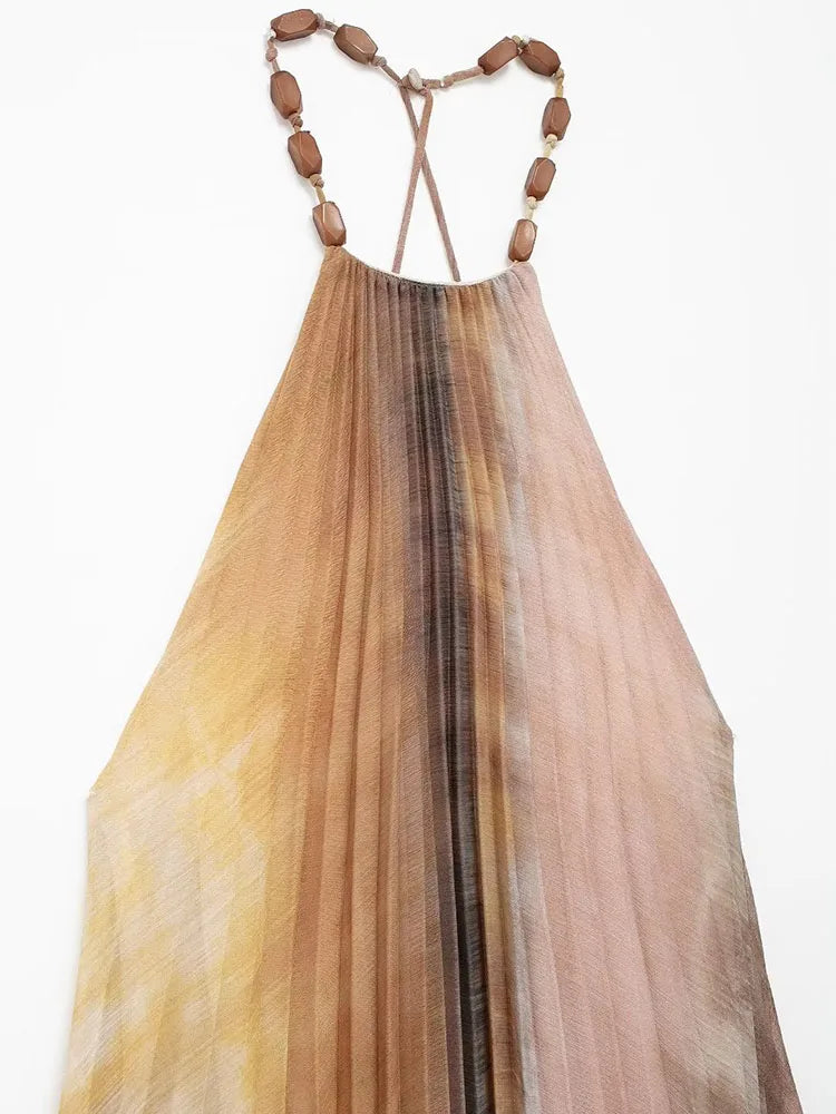 Close-up of the tie-dye pattern on TRAF midi dress.