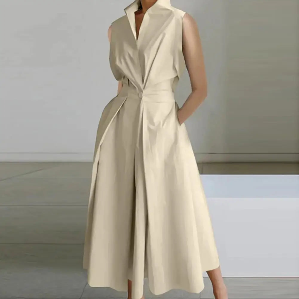 Comfortable Women's Long Button Dress