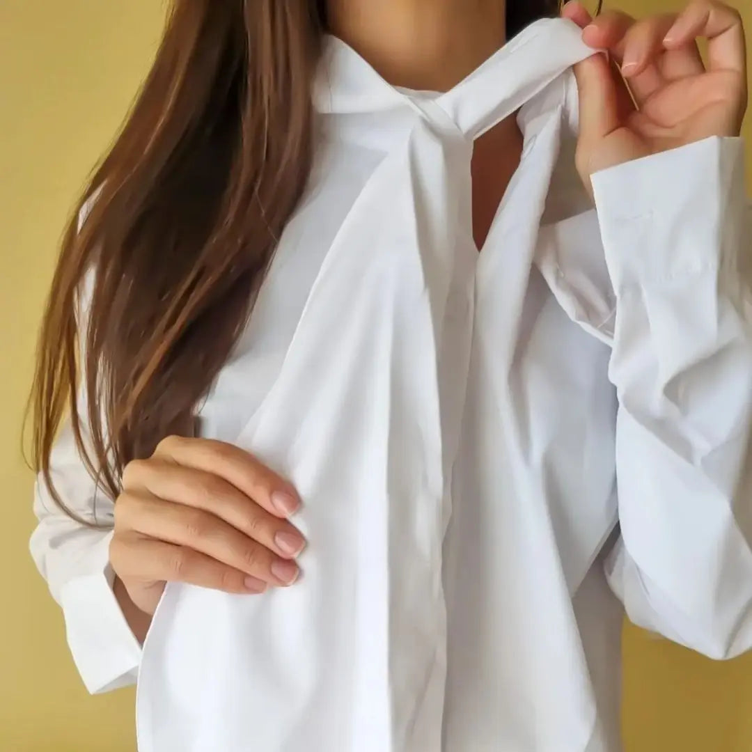 Womenโs solid color blouse for office