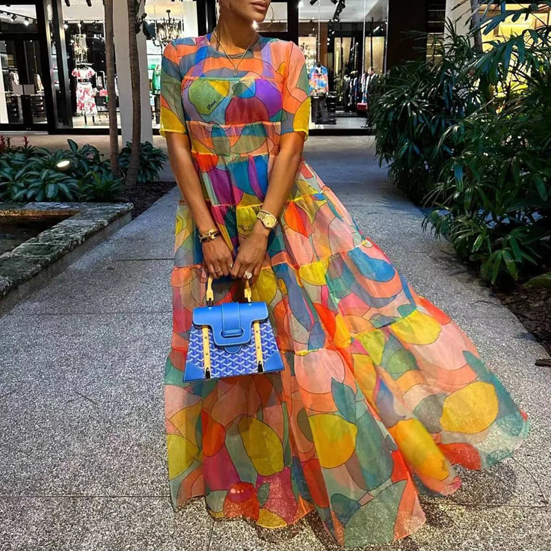 Boho Style Printed Vintage Maxi Dress