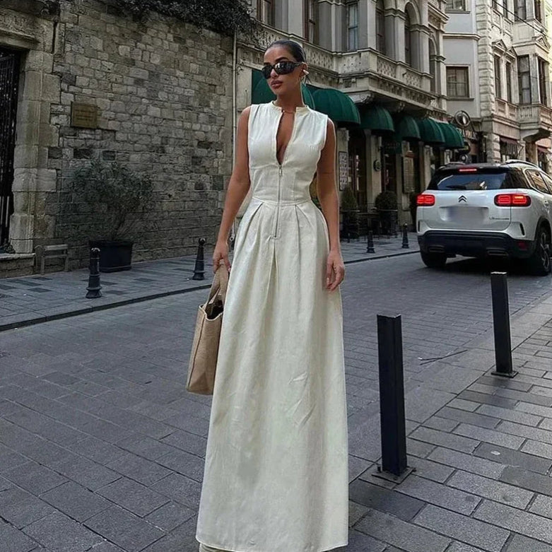 Elegant Womenโs Evening Zipper Dress
