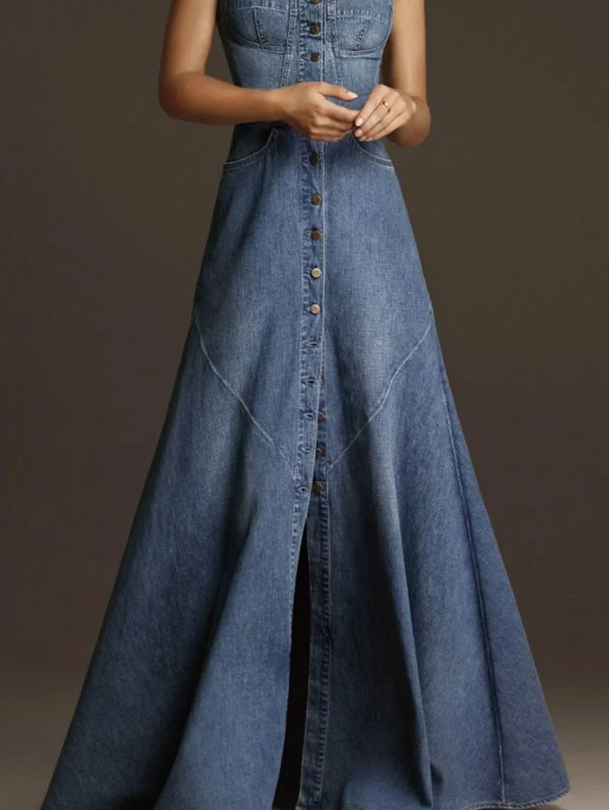 Comfortable and chic denim spaghetti strap dress