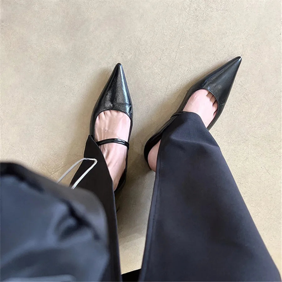 Elegant Retro Silver Designer Pointed Toe Flats