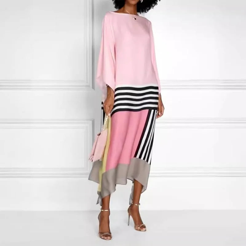 Colorful patchwork long dress for summer fashion