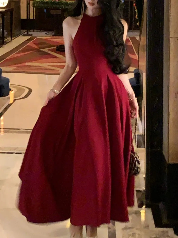 Close-up of the dressโs neckline and fabric details