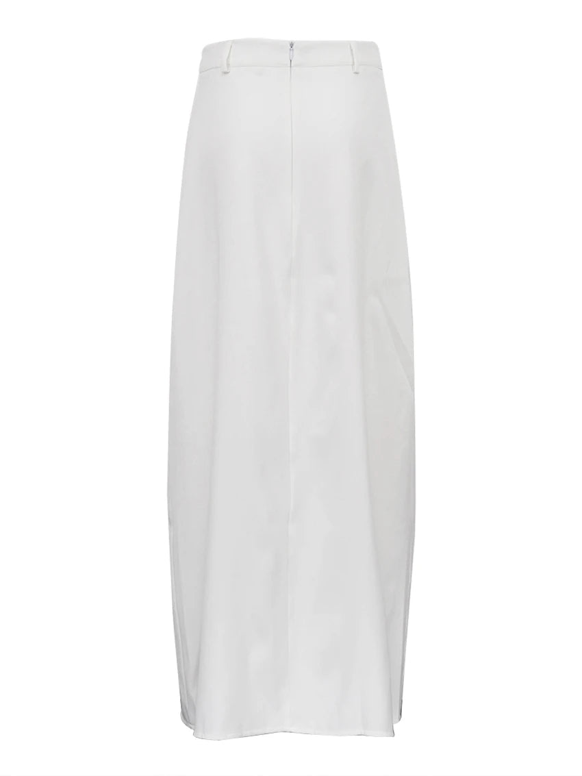Model twirling in the Elegant High Waist Office Lady Maxi Skirt