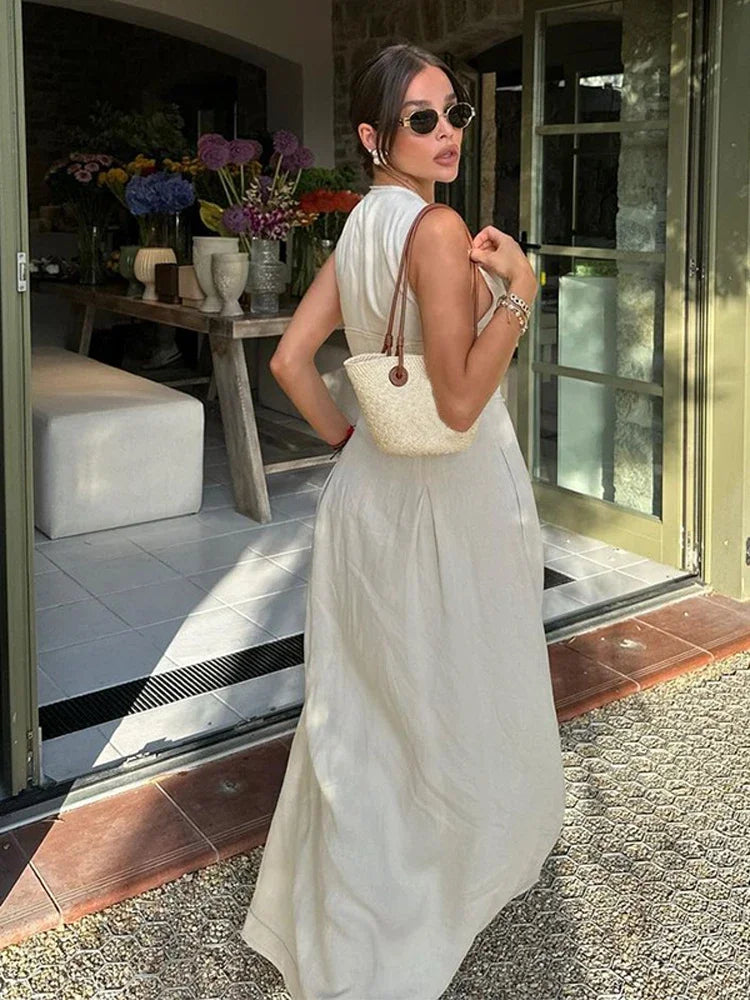 Womenโs High Waist Zipper Dress