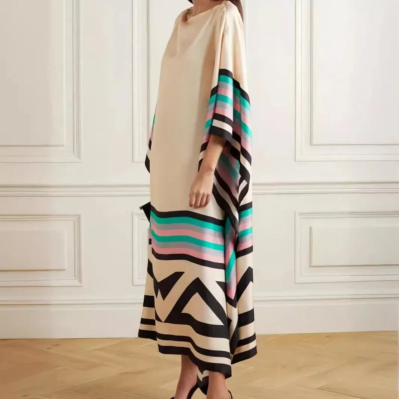 Full-length view of candy stripe long dress
