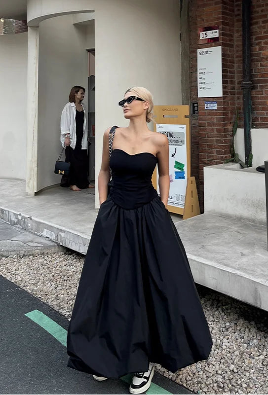 Stylish Womenโs Elastic Waist A-Line Skirt