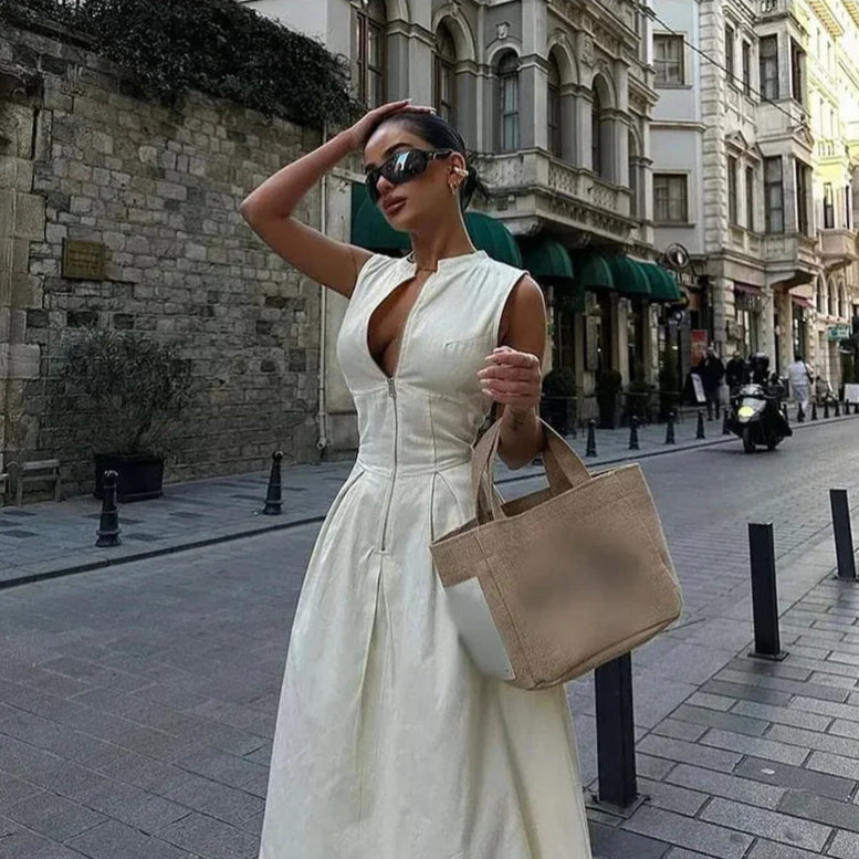 Zipper Back Womenโs Long Evening Dress