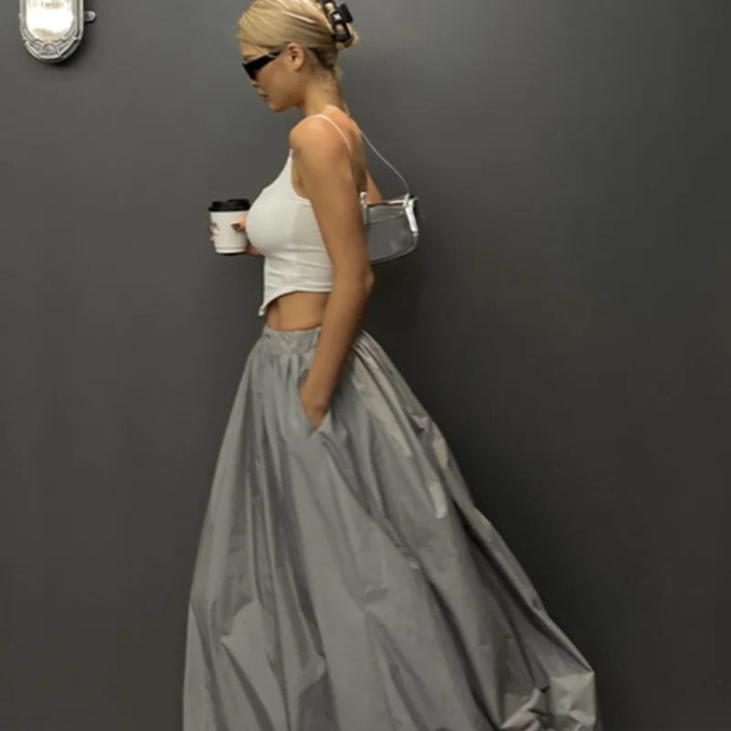 WOMENGAGA A-Line Skirt with Elastic Waist