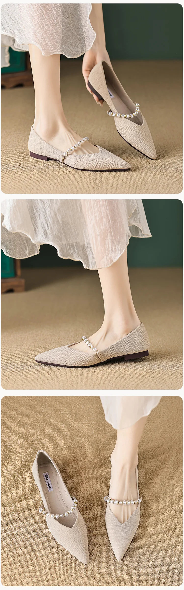 Chic women's flat shoes in neutral tones