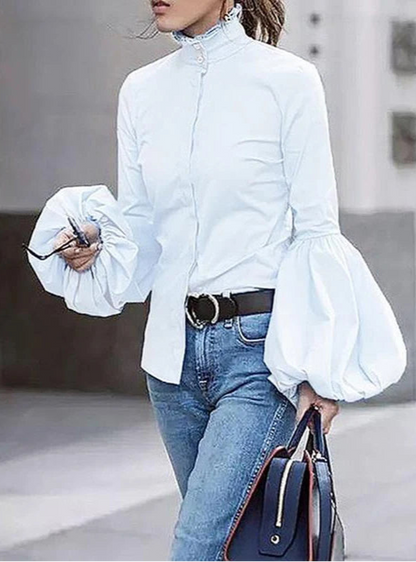 Elegant Split-Joint Blouse with Button Details
