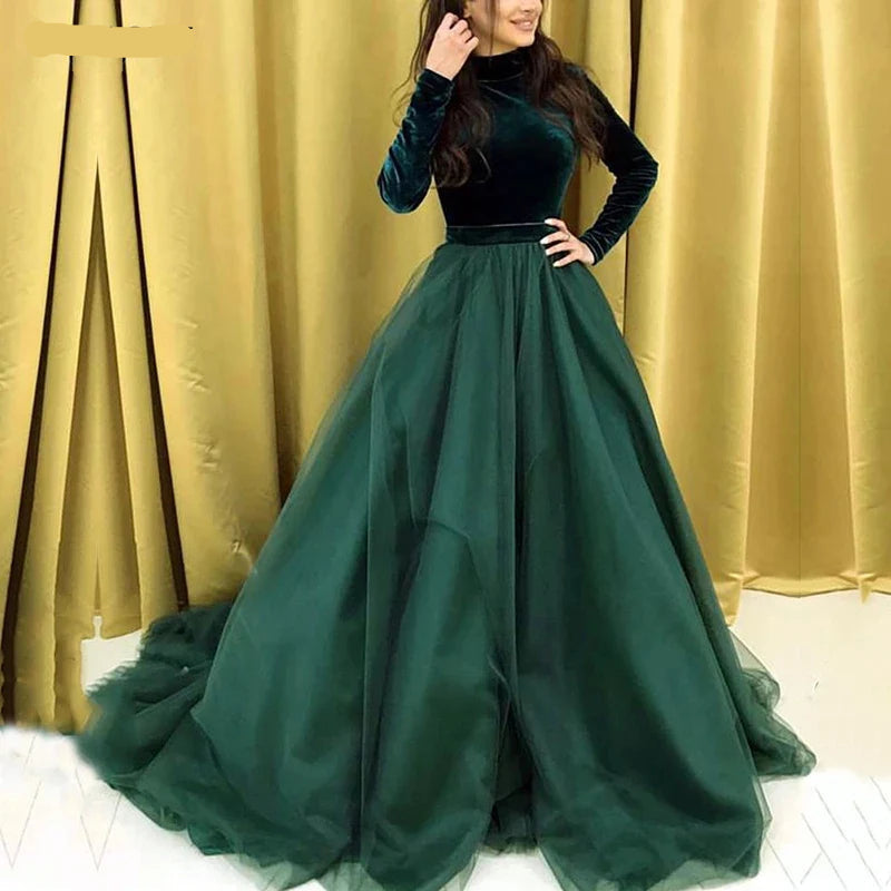 Velvet A-Line Evening Dress