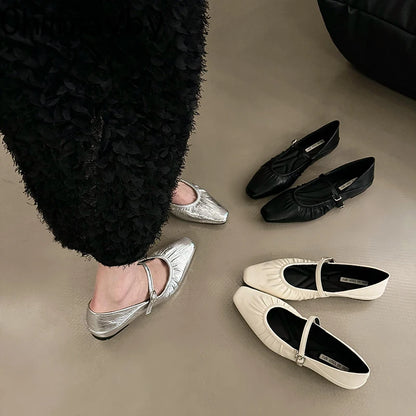 Silver Mary Jane Comfort Shoes