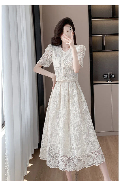 Pearls Embroidery Lace Two Piece Sets