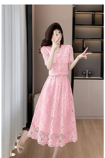 Pearls Embroidery Lace Two Piece Sets