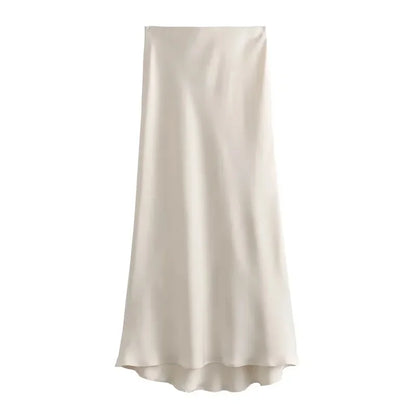 High Waist Long Skirt with Elegant Draping
