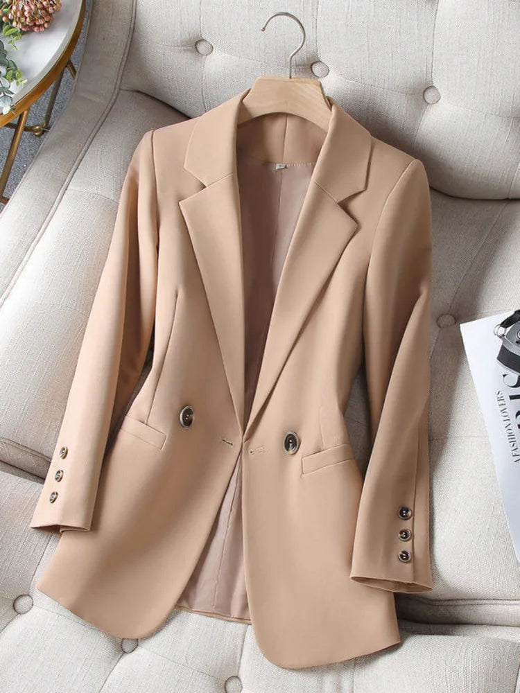 Elegant Long Sleeve Blazer Coat Front View
