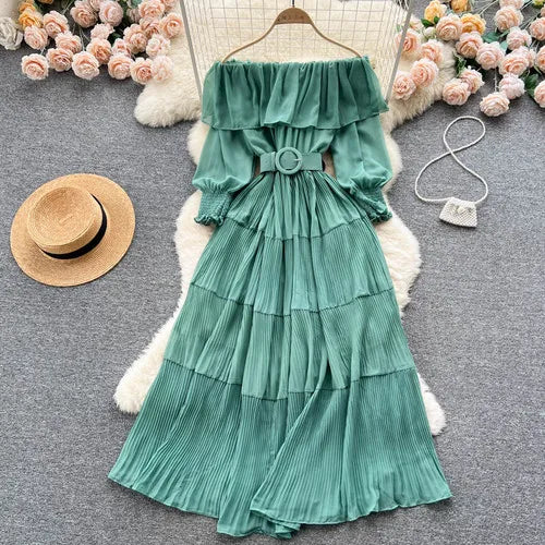 Vintage Pleated Chic Summer Dress