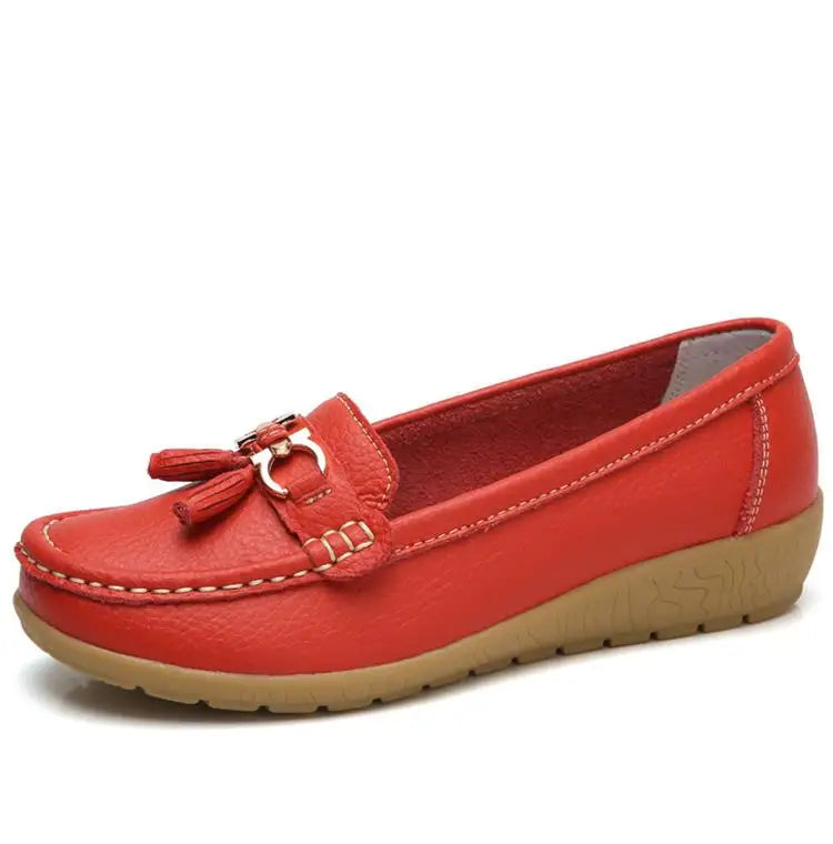 Slip-on Leather Flats with Wedge
