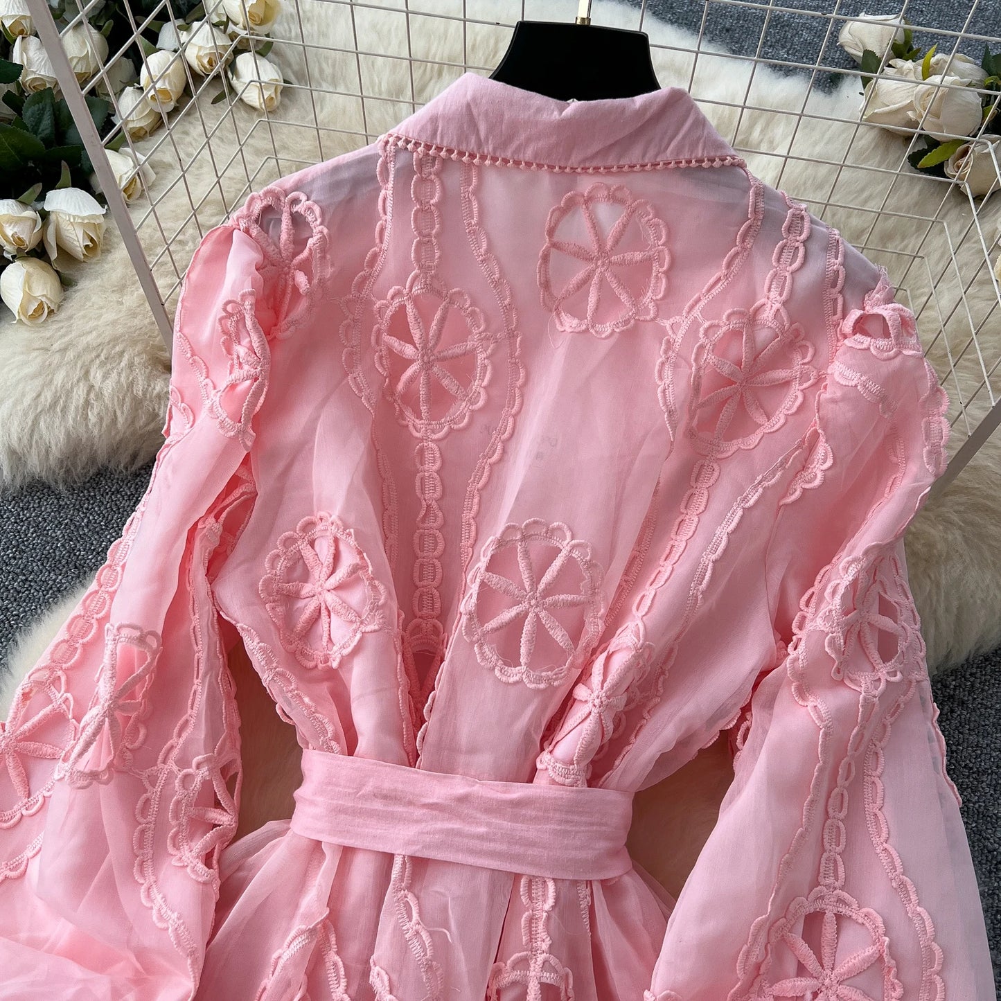 Elegant Embroidery Vintage Lantern Sleeves Dresses