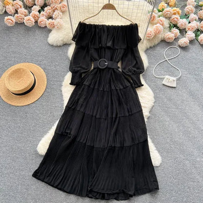 Vintage Pleated Chic Summer Dress