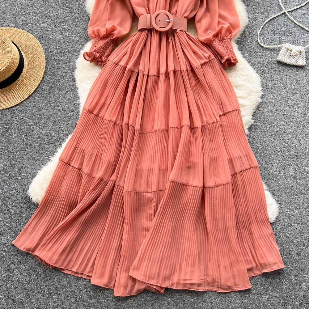 Vintage Pleated Chic Summer Dress