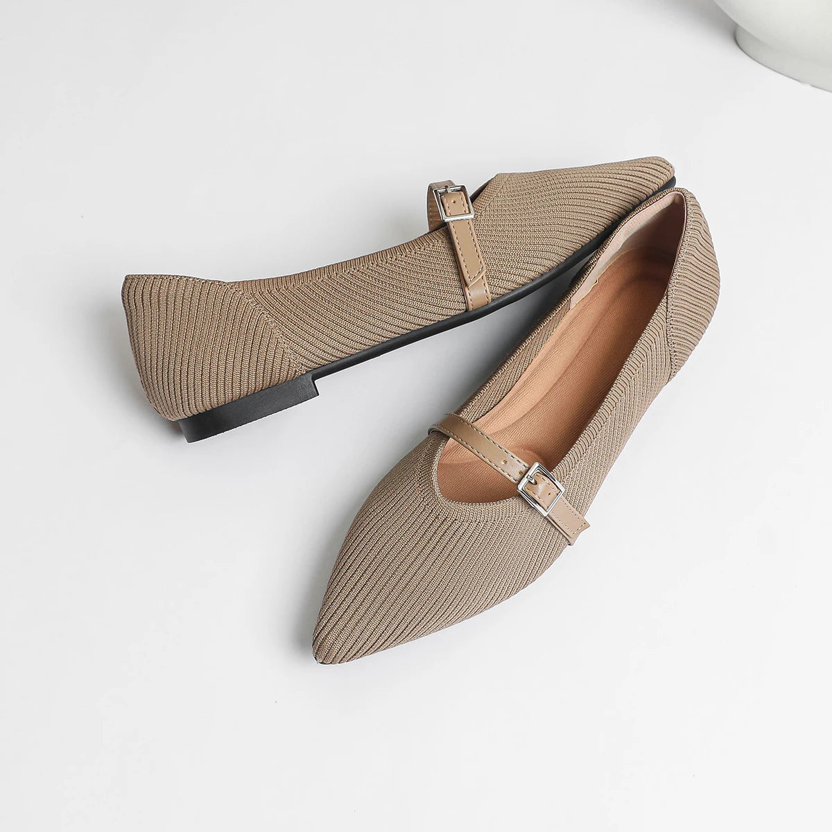 Pointed toe flats with cushioned sole for women
