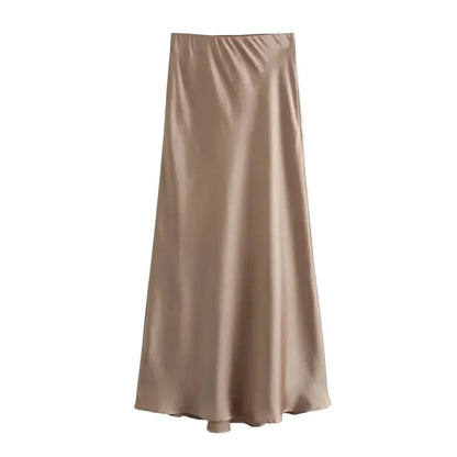 Long High Waist Skirt with Adjustable Waistband
