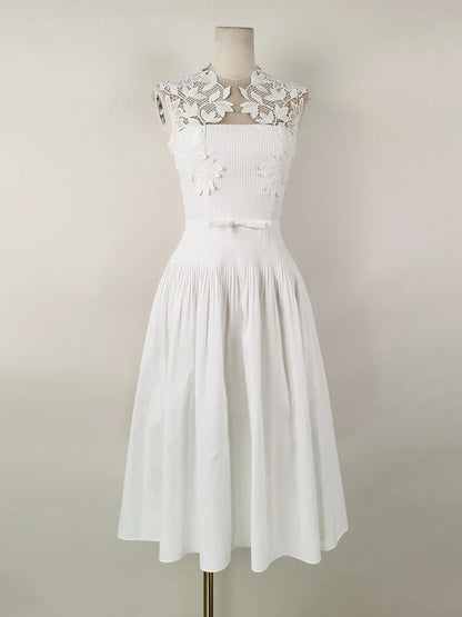 Embroidered Hollow Out Sleeveless Dress