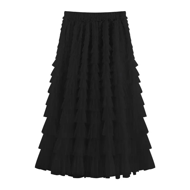 Lace Hollow Tulle Long Skirt styled for an effortless bohemian look
