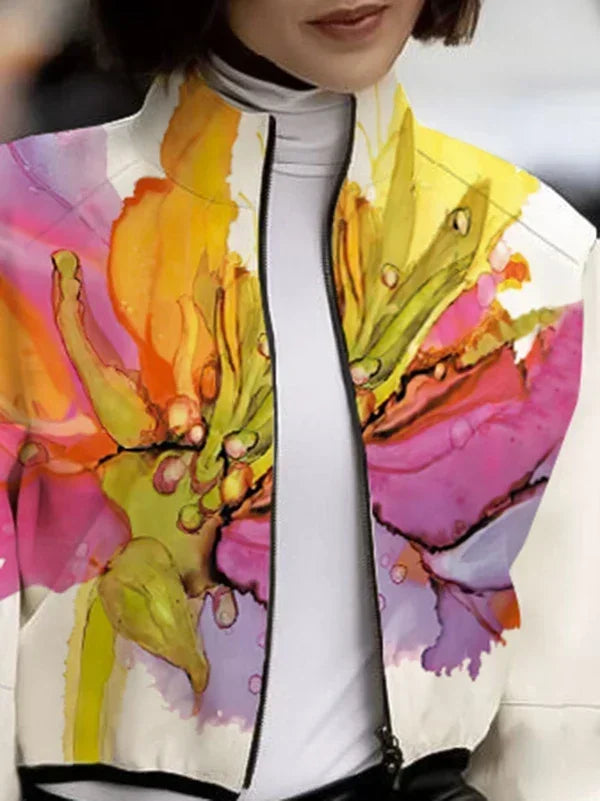 Vibrant floral pattern on lapel design shirt
