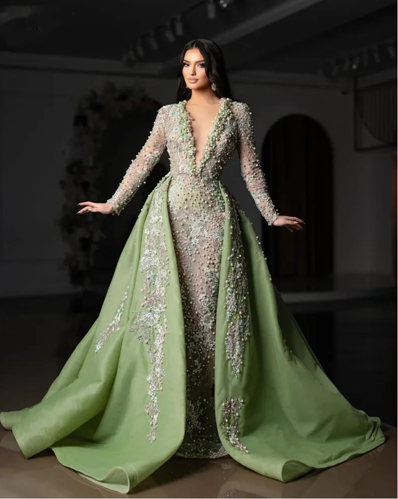 Stunning long sleeves prom dress for events
