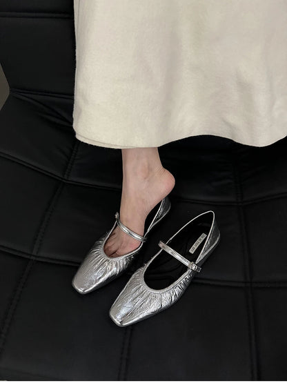 Silver Mary Jane Comfort Shoes