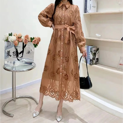 Elegant Embroidery Vintage Lantern Sleeves Dresses