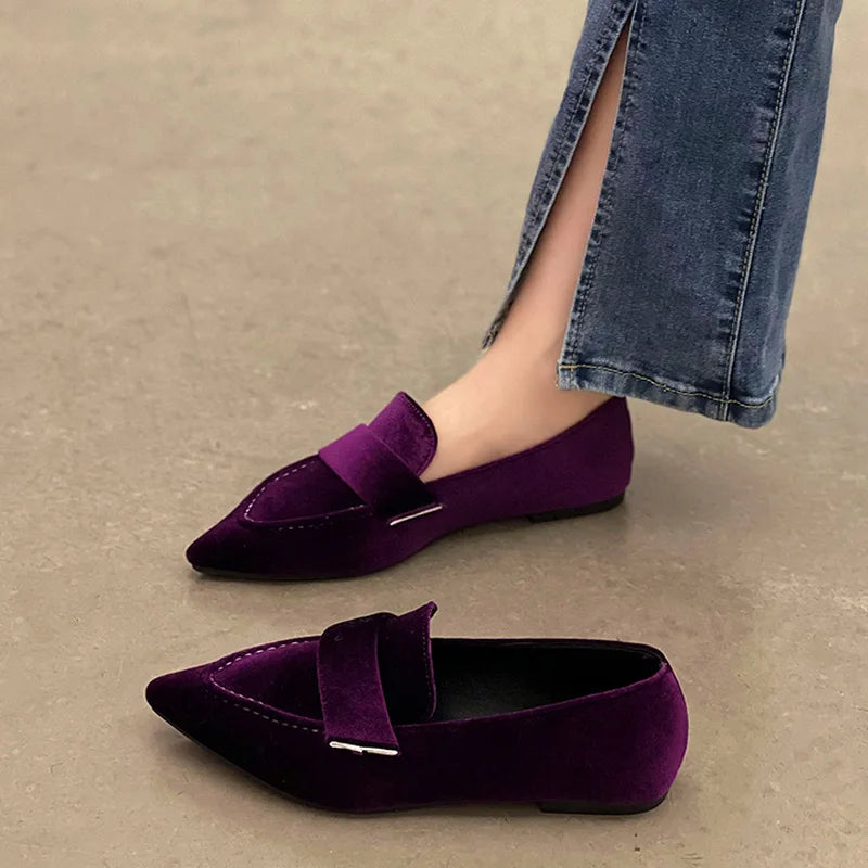 Elegant Women Velvet Moccasins for casual wear.