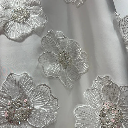 3D Floral Embroidered Flared Sleeveless Designer Dress