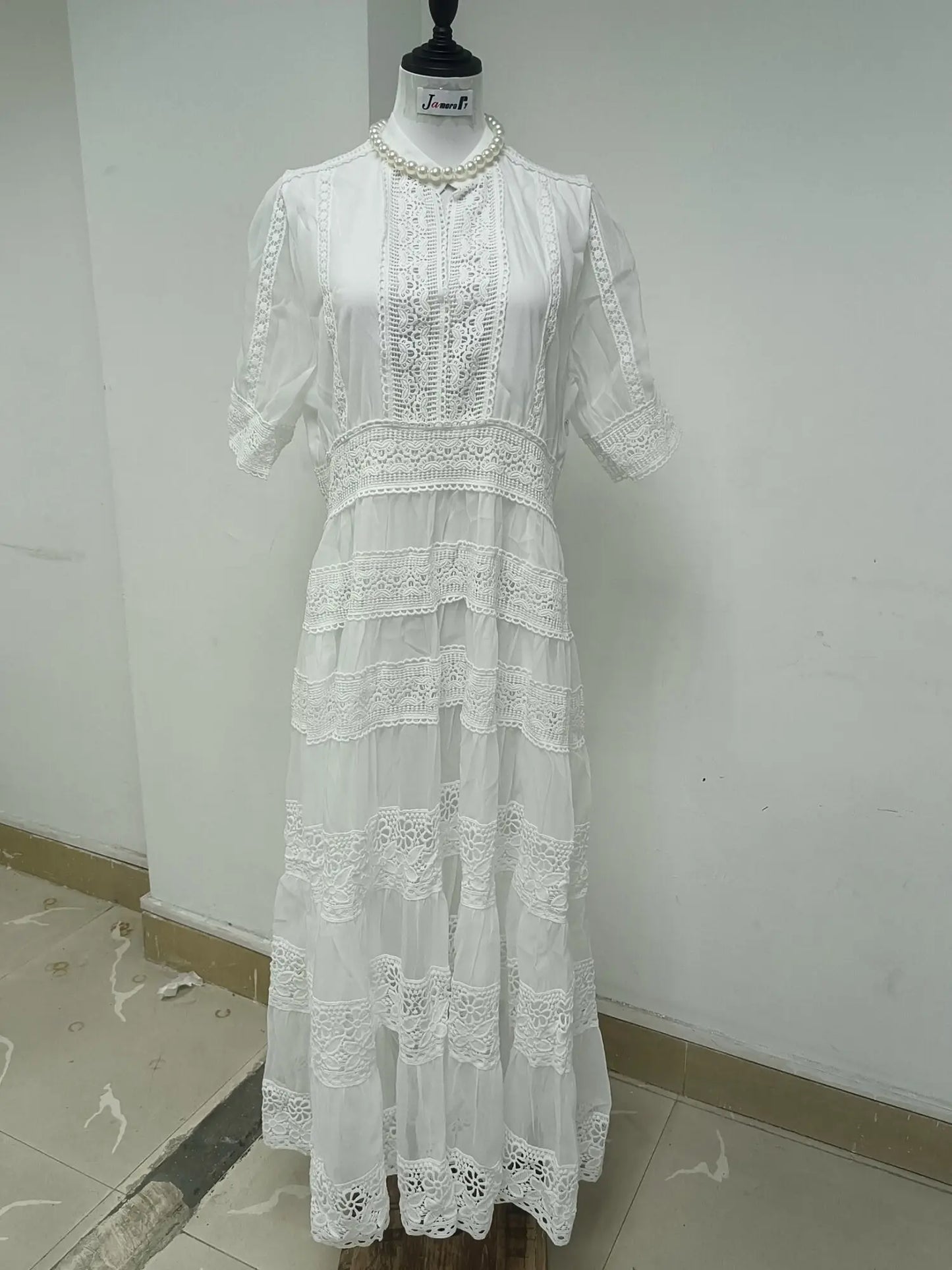 French Elegant Lace Embroidery Dress