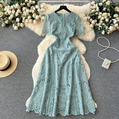 Vintage Lace Hollow-Out A-Line Dress