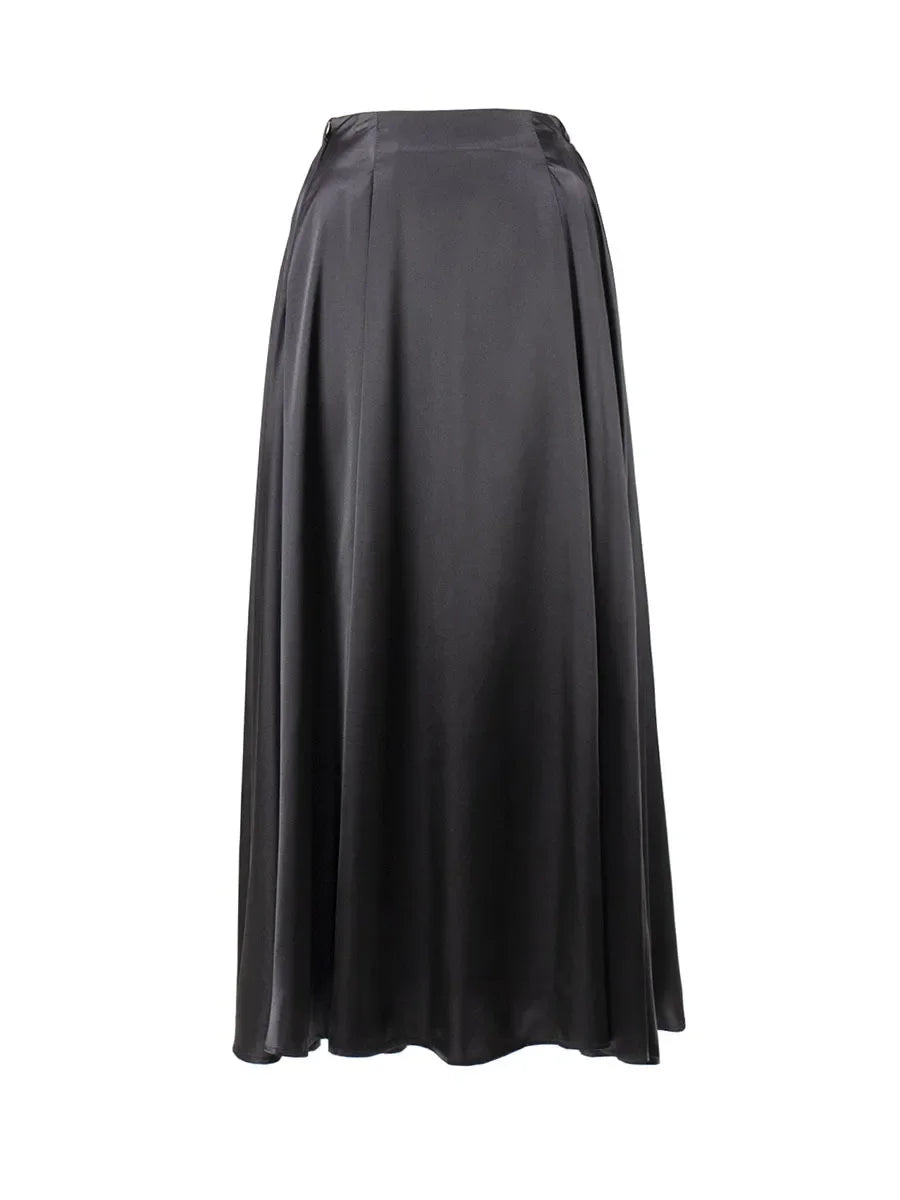 Elegant Women's Skirt Autumn Satin