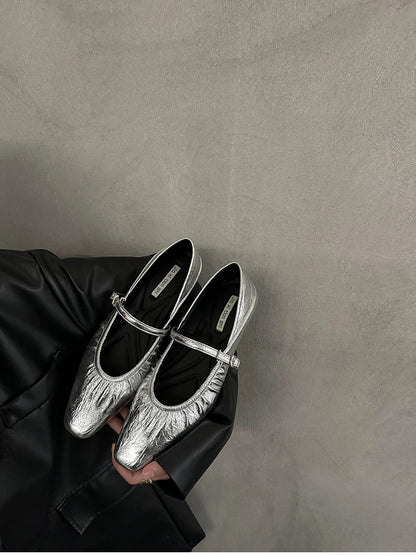 Silver Mary Jane Comfort Shoes