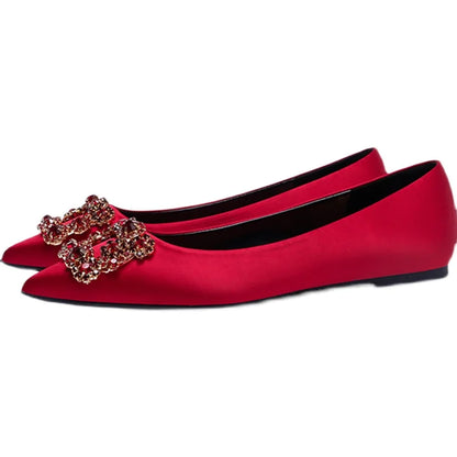 Classic design red flat shoes for special occasions
