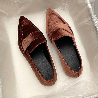 Chic Women Velvet Moccasins with sophisticated design.
