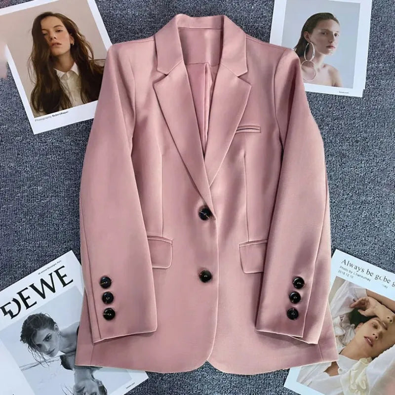 Single Button Blazer Coat for Women Front View